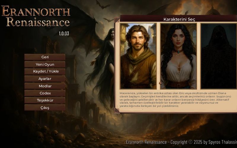 Erannorth Renaissance türkçe yama menü ekranı