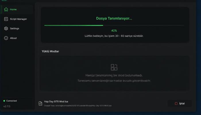 GTR Loader dosya seçme ve script yükleme ekranı
